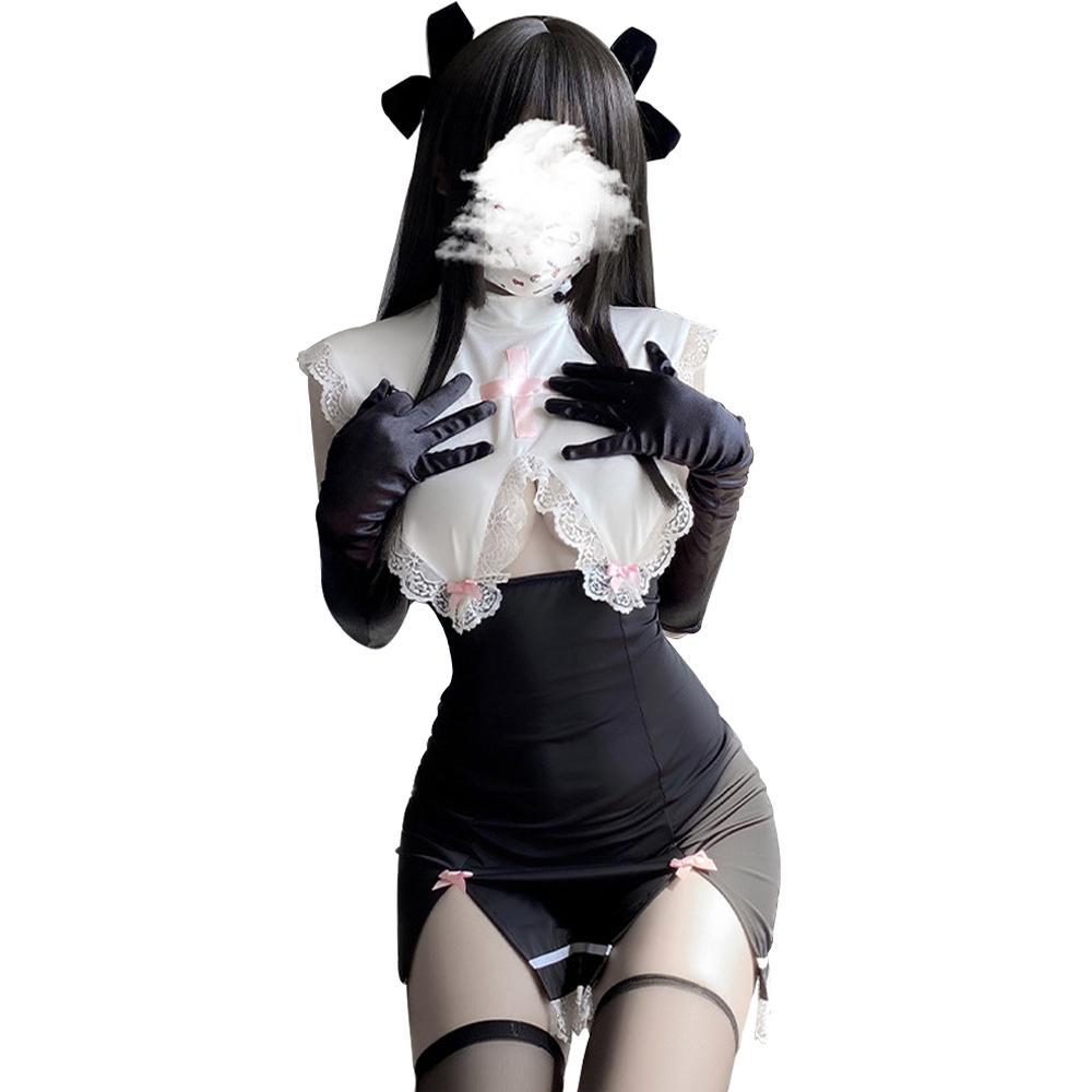 エロ い コスプレ セクシー修道女ハビット レースドレス コスチューム