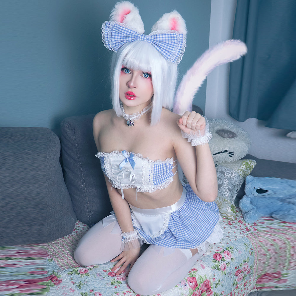 コスプレ エロ 画像 フレンチメイド風 ハイスリットドレス