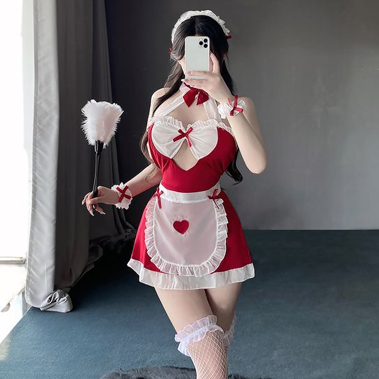 アニメ コスプレ エロメイド カットアウトランジェリー