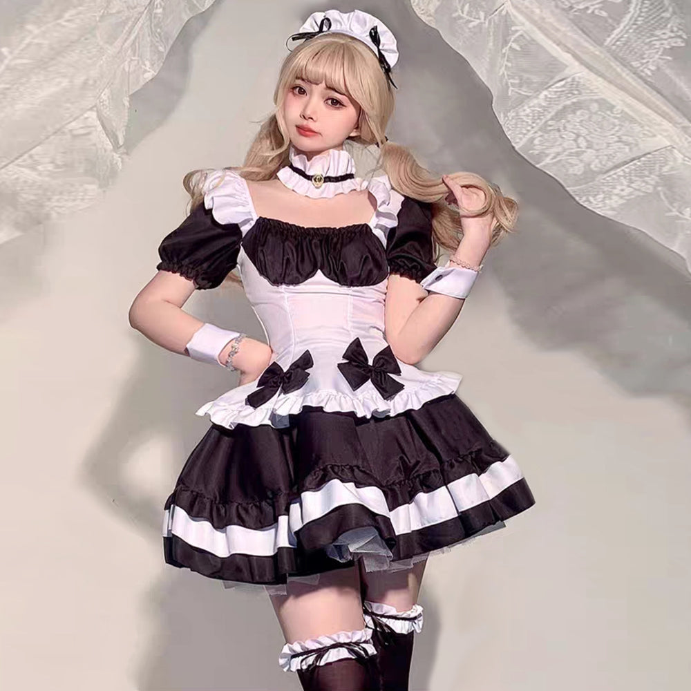 コスプレ 衣装 アニメメイド ゴシックロリータ7点セット