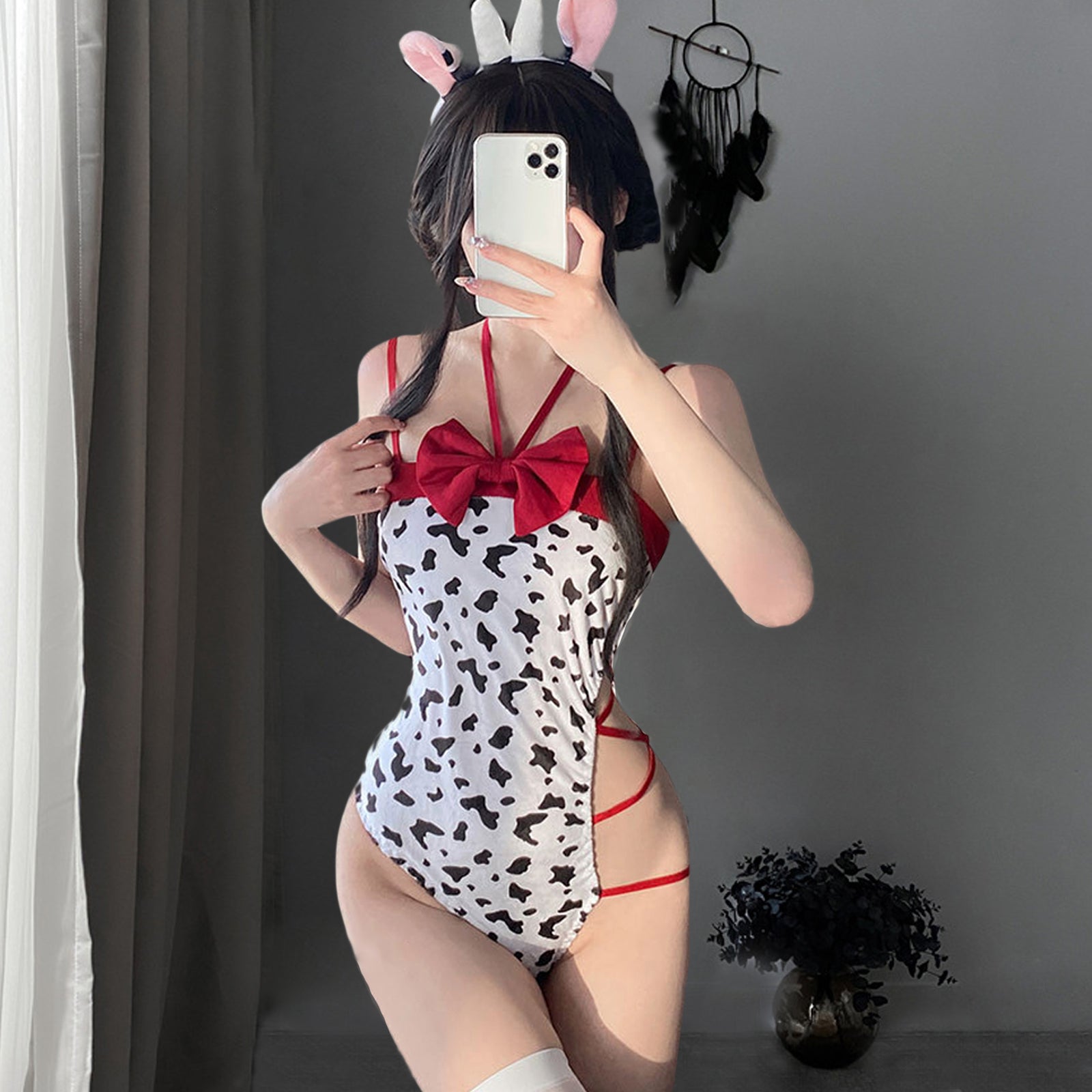 セックス コスプレ アニメ牛コスプレ衣装 ハイカットウシ柄ボディスーツ