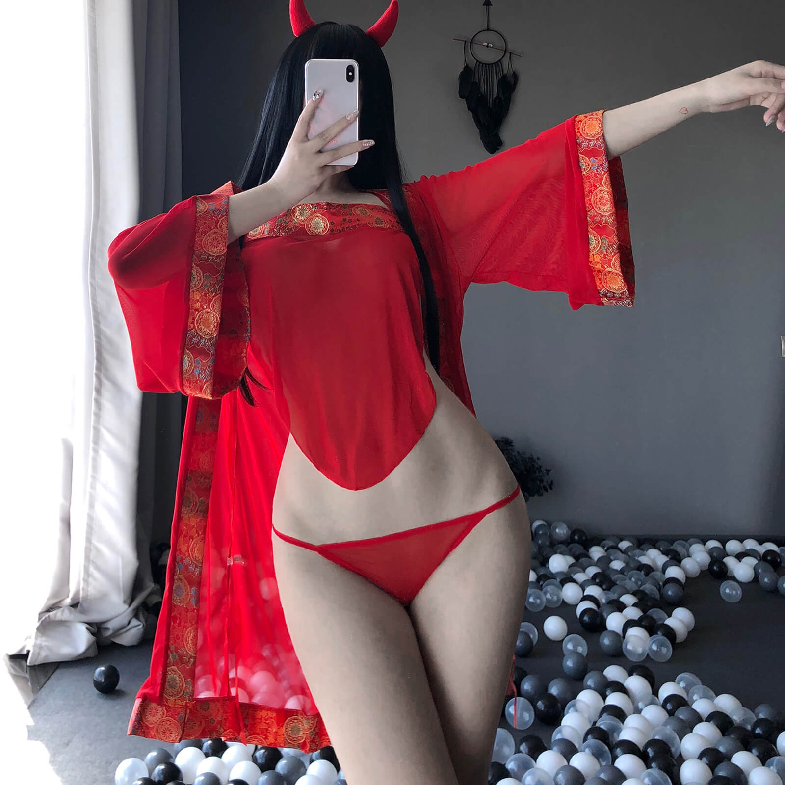 cosplay ero 和風ローブ 透視刺繍