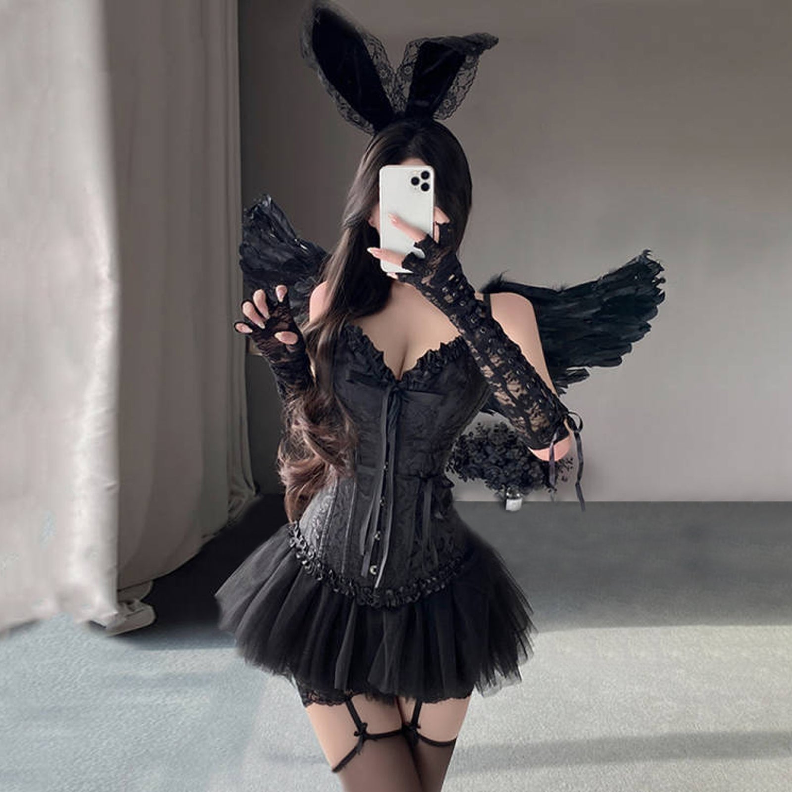 cosplay sex デビルコルセットセット ダークエンジェル 黒スカート